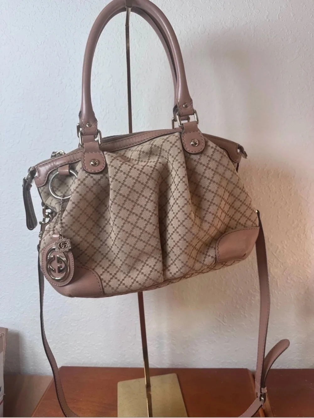 Authentic Vintage Gucci Diamante Canvas Sukey satchel